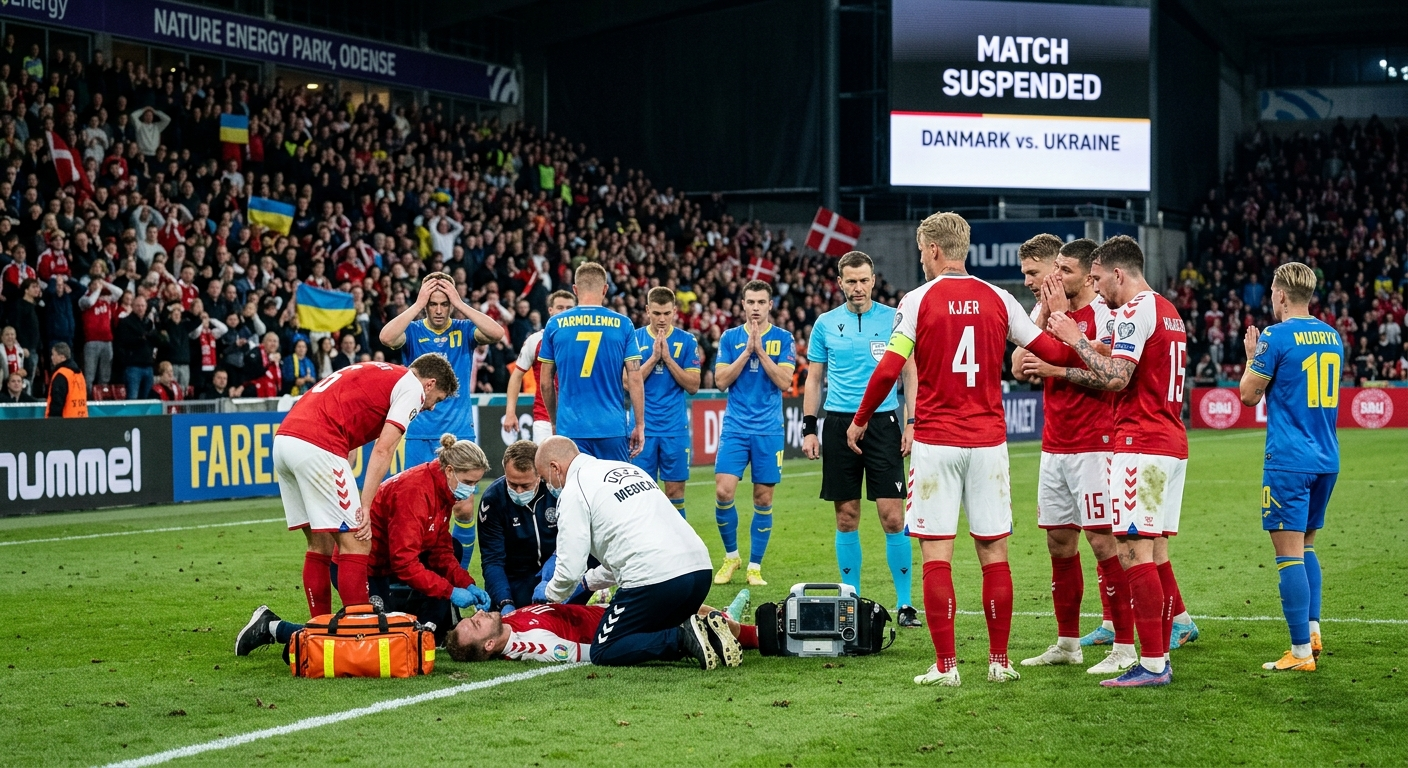 Christian Eriksen Collapses on Pitch During Denmark vs. Ukraine Match; Game Suspended