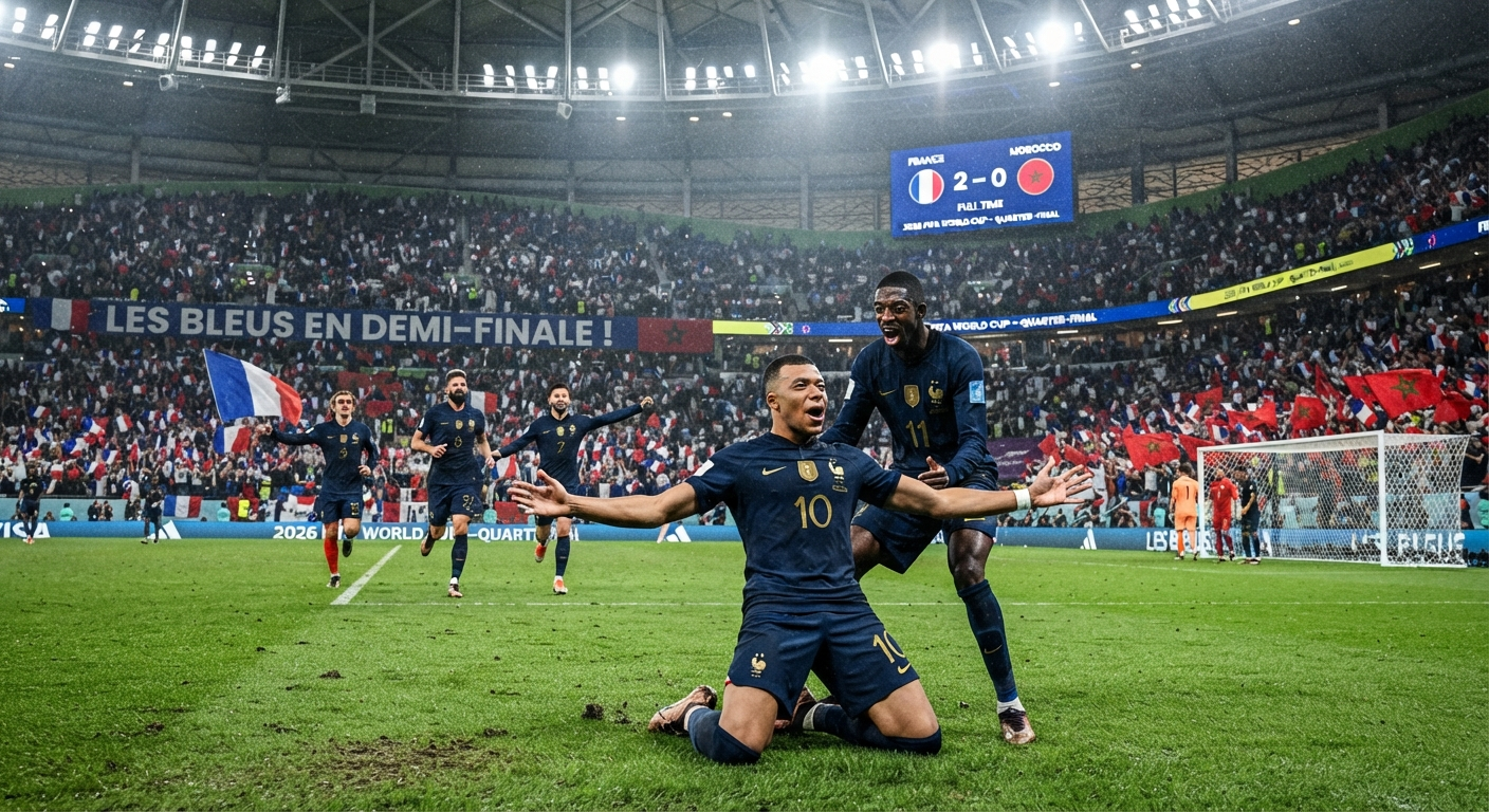 France Dominates Morocco 2–0 in Quarter-Final Clash to Secure Their Spot in the 2026 FIFA World Cup Semi-Finals Today