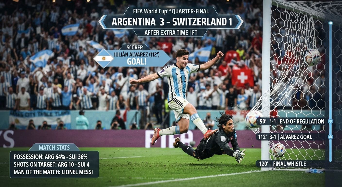 Argentina Clinches World Cup Semi-Final Spot After Dramatic 3–1 Extra-Time Victory Over Determined Switzerland in Kansas City